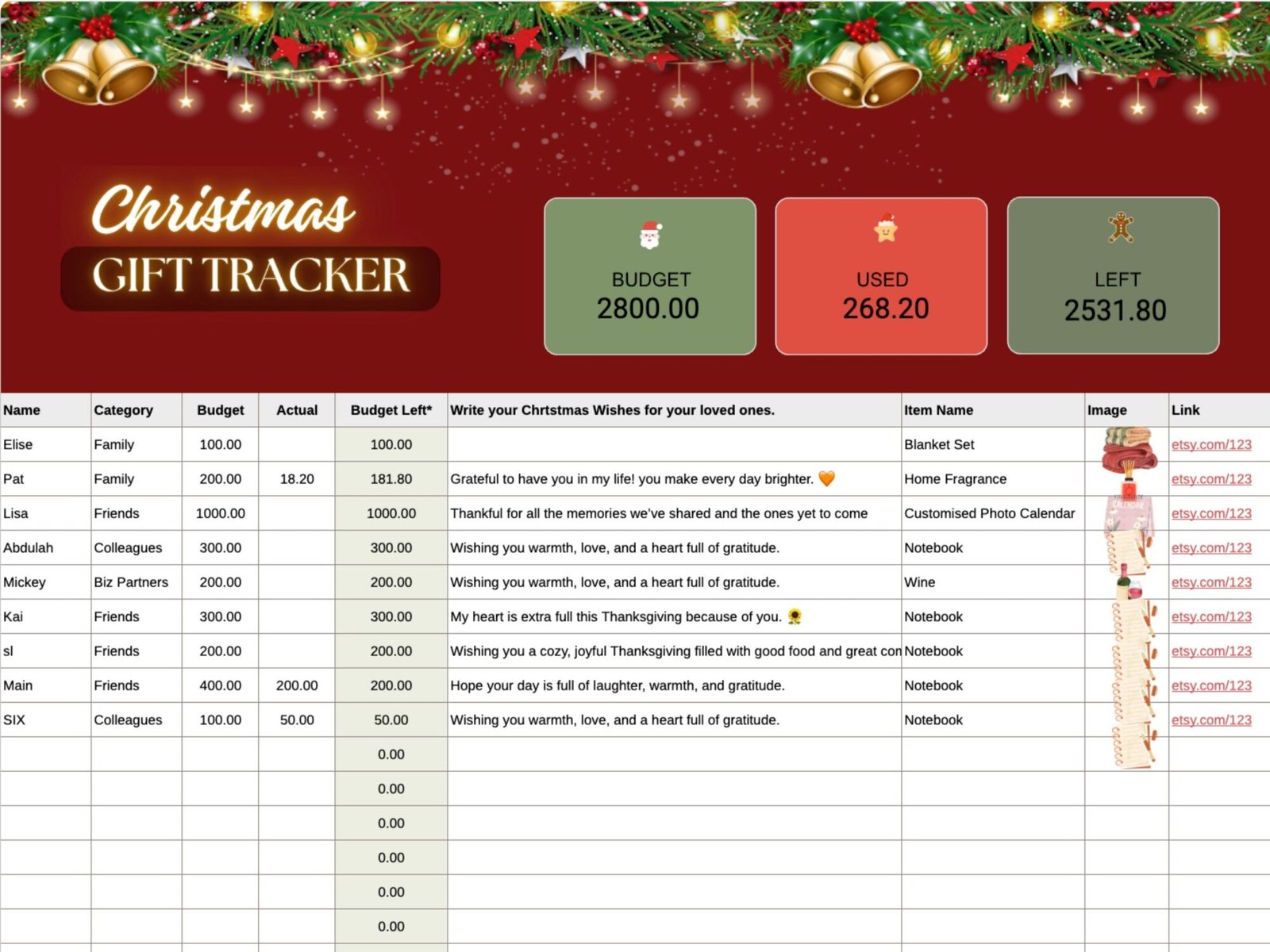 Holiday Gift Tracker