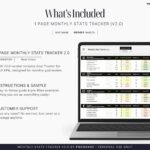 Photo showcases What's Included in This Monthly Stats Tracker Google Sheets Template Download